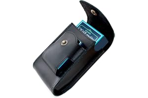 Boshiho Cowhide Leather Cigarette Case with Lighter Holder Tobacco Pouch Best Gift for Men Women (Black)