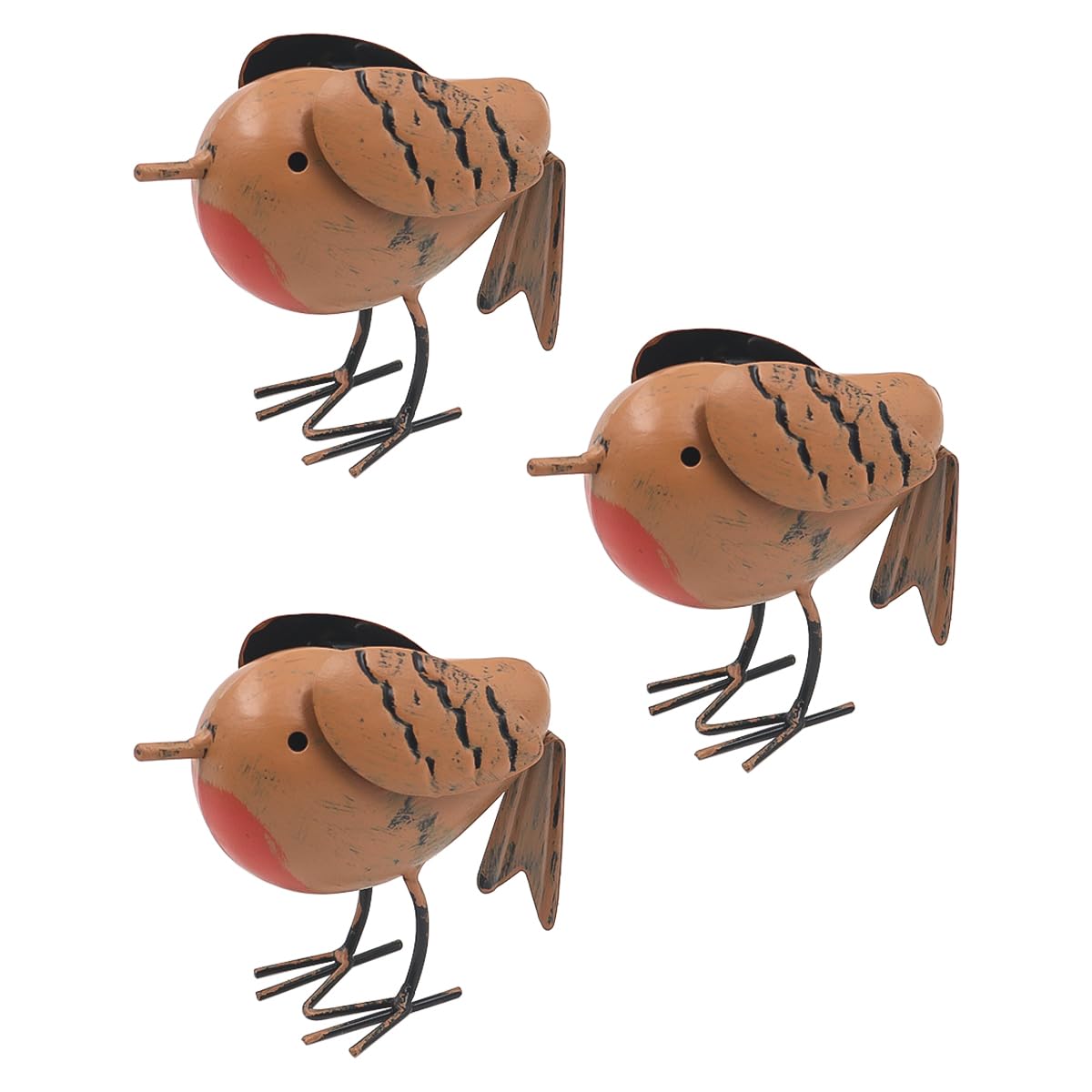 Hsthe Sea 3PCS Robin Ornaments Metal Robin Garden Ornaments for Garden Accessories Outdoor Garden Bird Ornaments