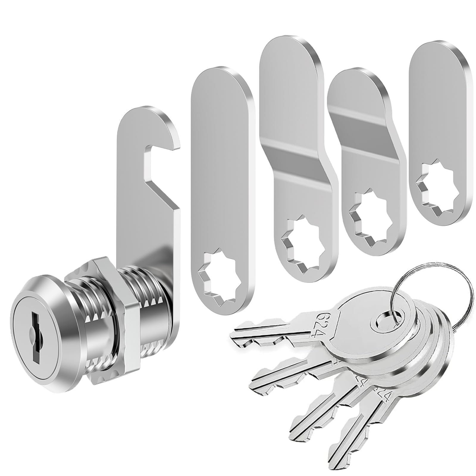 VOCIBO Letterbox Lock, 4 Keys, Comes with 5 Different Lock Plates, Letter Box Lock 20 mm, Locker Lock, Diameter 18 mm, Drawer Lock, Lever Lock for Letterboxes, Cabinet Doors — image 1