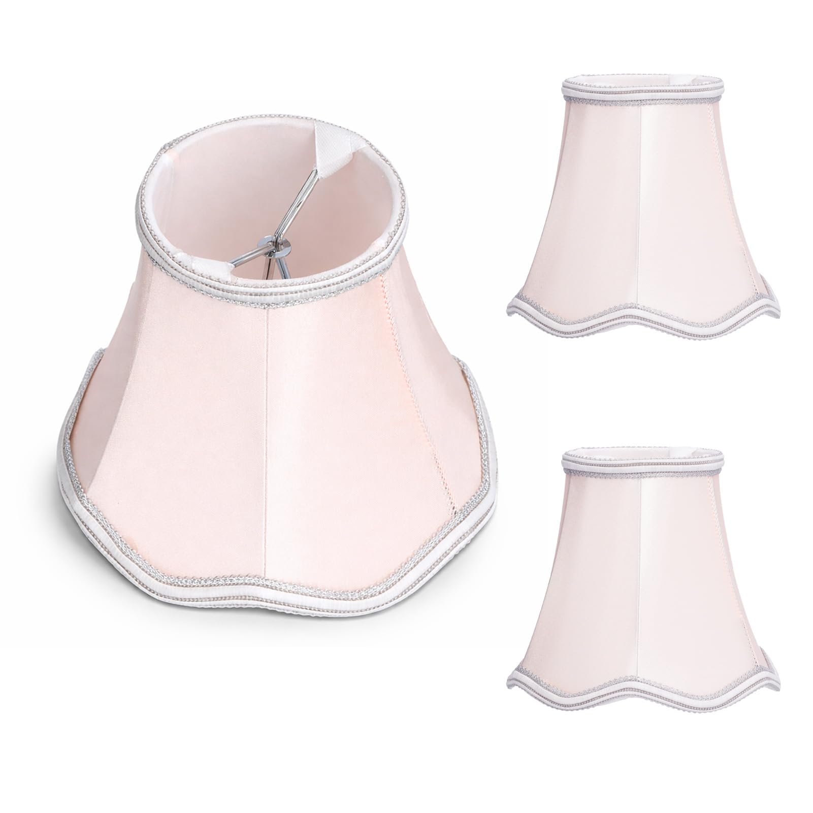 3Pcs Cream Clip on Lamp Shades,Set of 3 Clip On Lamp Shade Kit,Crystal Chandelier Wall Lamp Droplight Fabric Lamp Shade Linen Pendant Lamp Shades for Chandelier Ceiling Light, 5.1x4.7x3.1inch