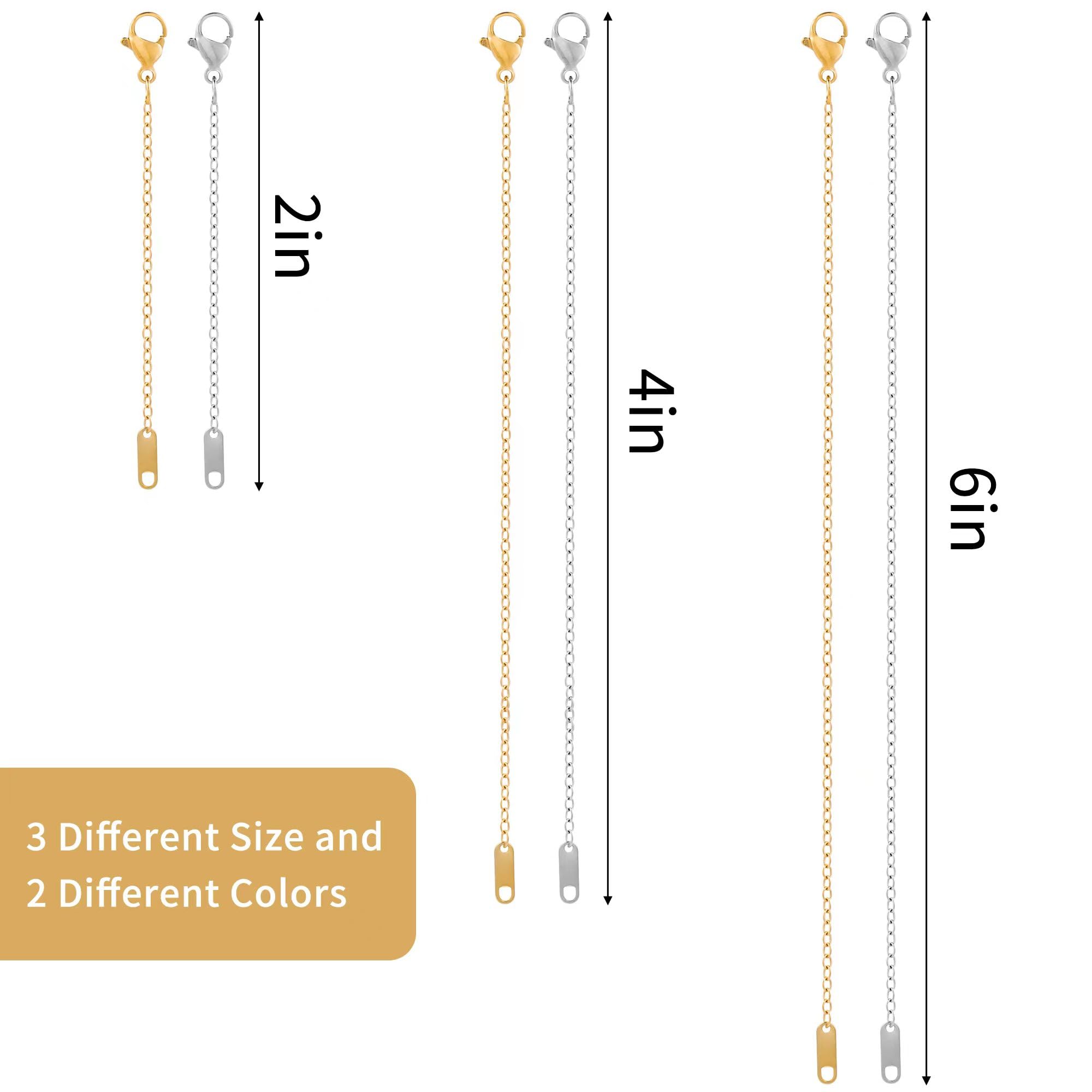 KOPOX 6 Pcs Gold and Silver Plated Necklace Extenders for Necklaces, 2