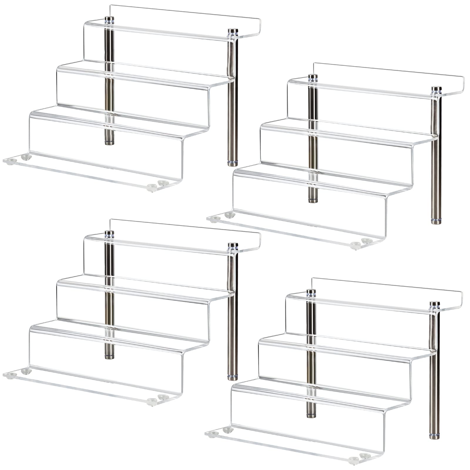 LileZbox Acrylic Display Risers Shelf for Figures, Clear Small 4-Step Display Stand for Display Or Collection, Cupcake Dessert Product-4 Pack(23x21x17cm)