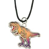 FUN JEWELS Handmade T-Rex Dinosaur Pendant Color Change Mood Necklace For Boys Girls Animal Jewelry Gifts