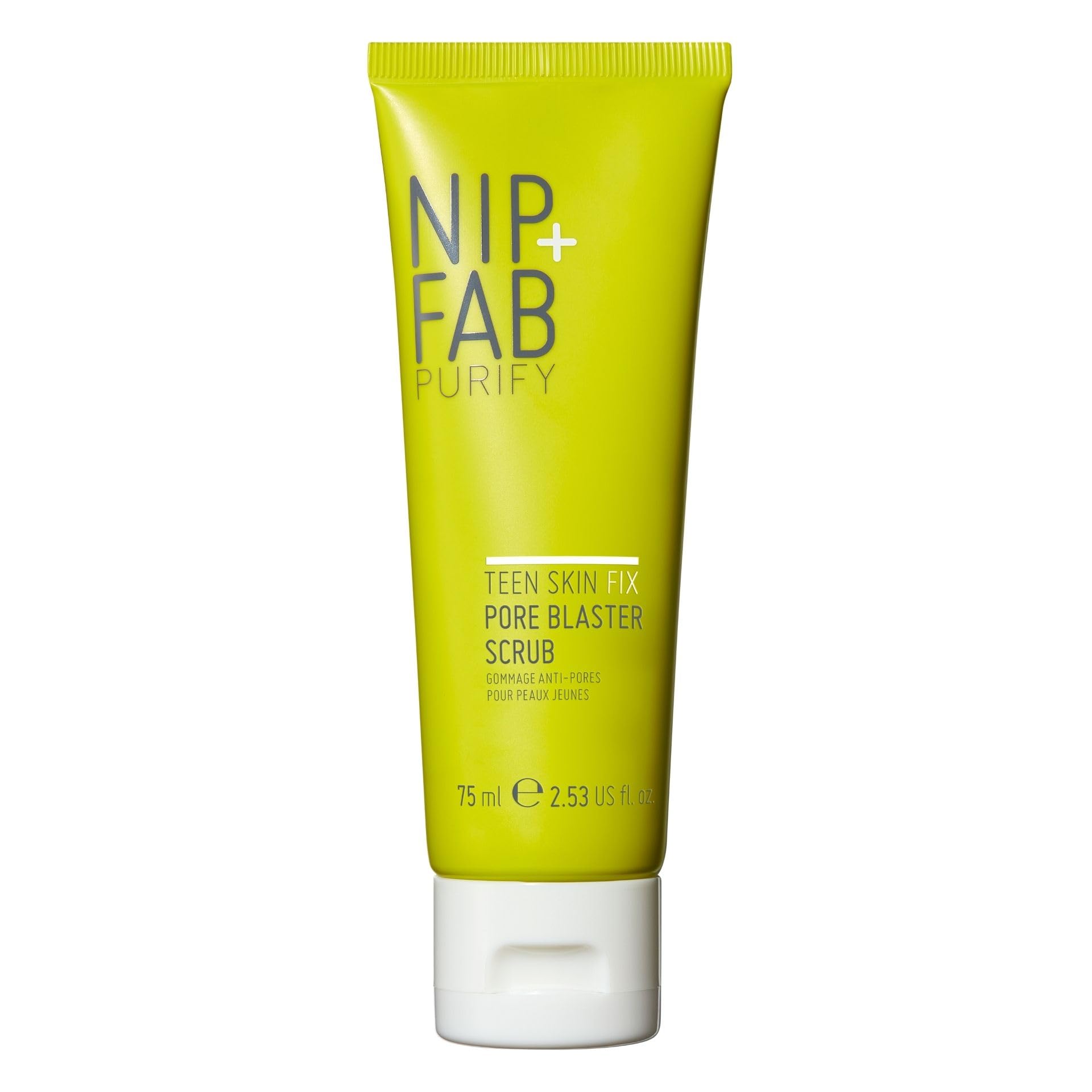 Nip+Fab Teen Skin Fix Pore Blaster Scrub, 75 ml - Dual Exfoliation & Purification with BHA Salicylic Acid