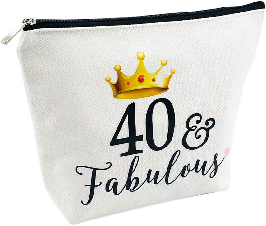 40th Birthday Gifts for Women 40th Birthday Party Supplies and Decorations 40 and Fabulous Turning Forty Makeup Bag Funny 40th Gifts Idea - Image 3