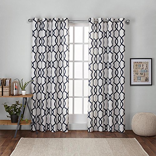 Exclusive Home Curtains Kochi Linen Blend Grommet Top Window Curtain Panel Pair, Indigo, 54x96