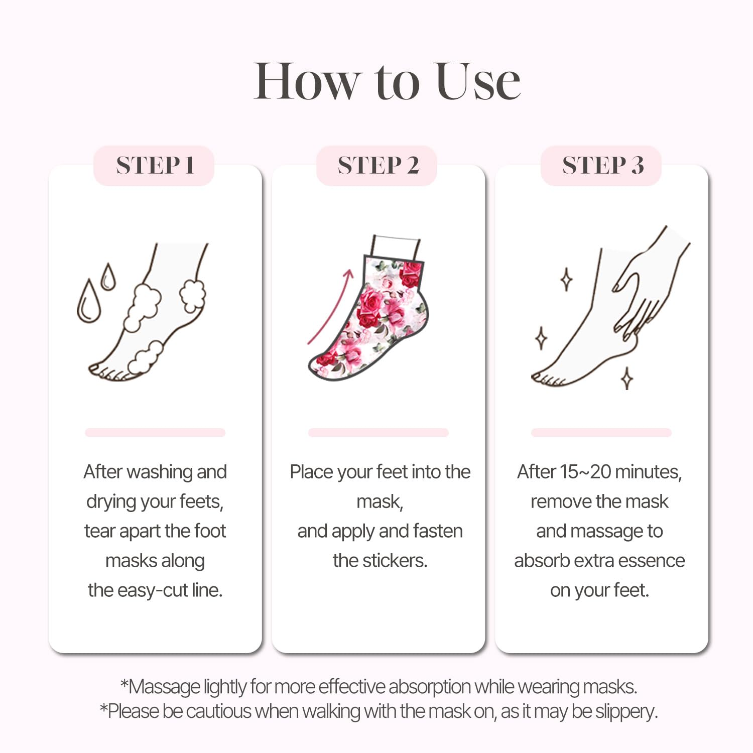 PETITFEE Rose Petal Satin Foot Mask (5pairs) - Intensive Nourishing Socks, Rose Scented Foot Repair Masks with Peptide, Collagen, Shea Butter, Urea for Silky Smooth Feet, Foot Treatment, Body Mask