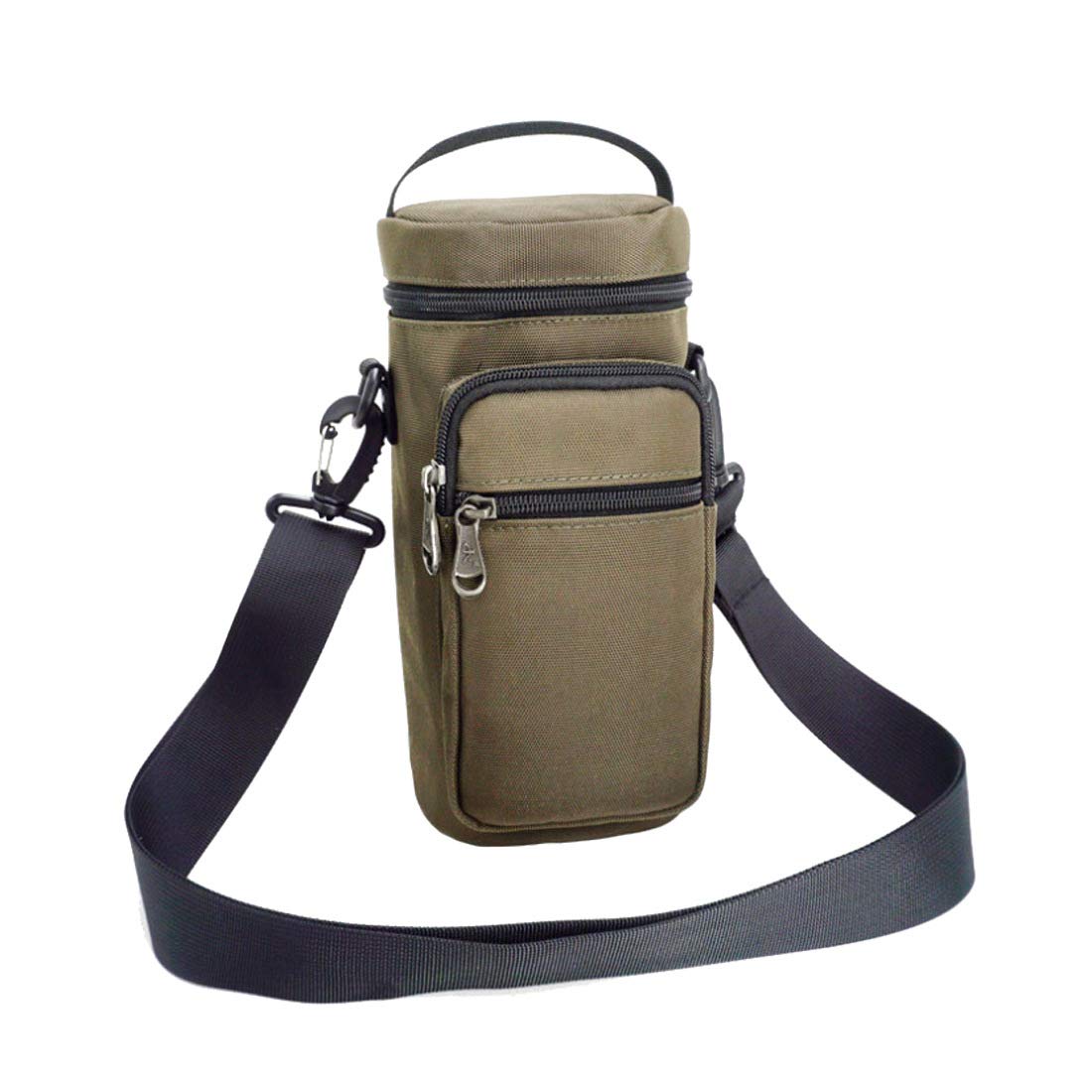 Water Bottle Carrier Bag, Bottle Pouch Holder, Adjustable Shoulder Hand Strap 3 Pocket Sling Neoprene Sleeve Sports Water Bottle Accessories Waterproof Drink Holder for Hiking Travelling Camping