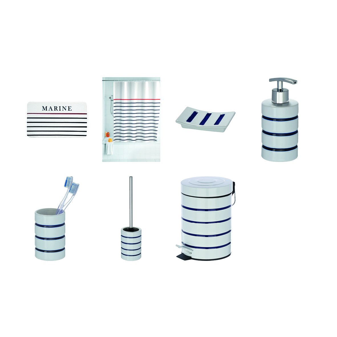 Haken Baumarkt Keramik 10.5 x 10.5 x 42.5 cm Wenko Escobillero Marine