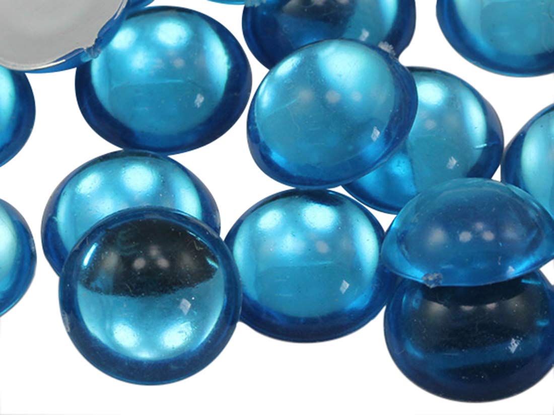 KraftGenius Allstarco 25mm Blue Aqua Lite H109 Round Flat Back Acrylic Cabochons 1 Inch Plastic Gems for Crafts Costume Embelishments Card Making Jewels Jewelry Making Cosplay Jewels - 12 Pieces