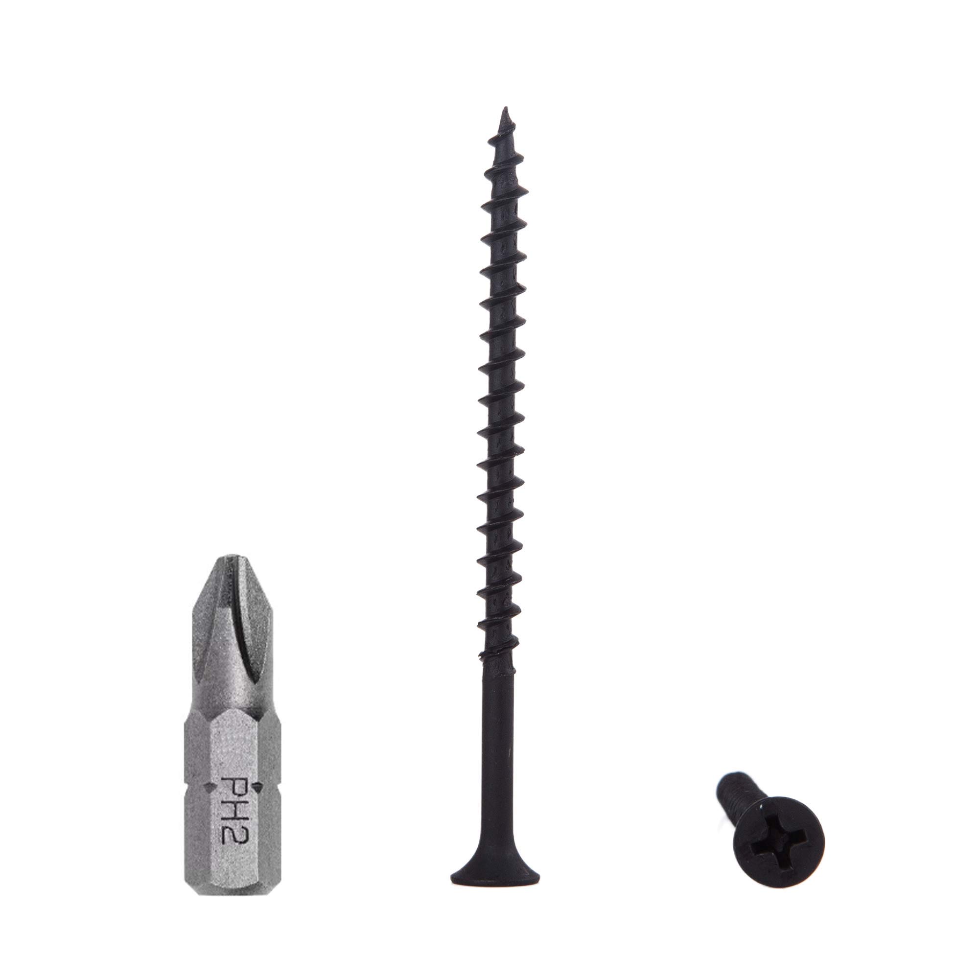 (Pack of 100 pcs) Black Phosphate Carbon Steel 4.2 x 70 mm Wood Screws, Drywall Screws, Chipboard Fasteners, Phillips Bugle Head (100, 4.2 x 70 mm)