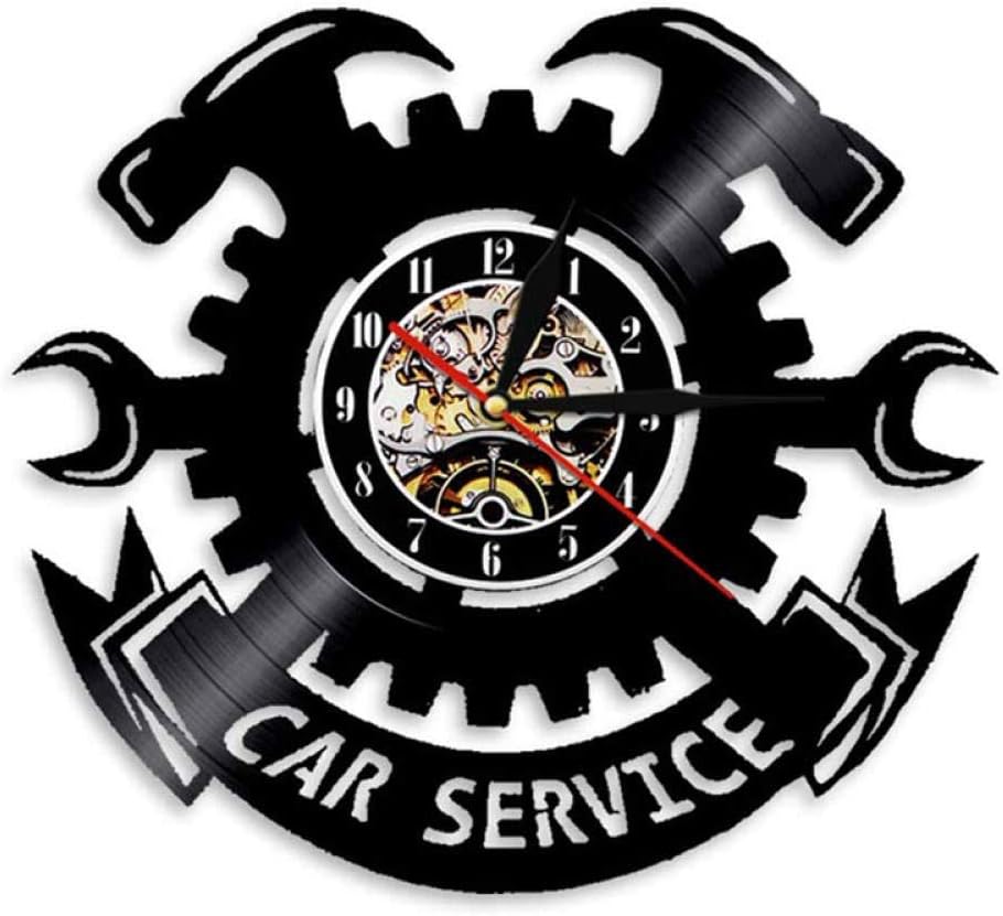 Auto Repair Shop Wall Clock Modern Car Mechanic Service Vinyl Record