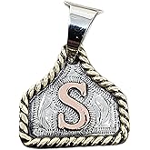 Custom Handmade Cow Tag Western Necklace with Copper Initial Monogram Pendant - Cattle Tag Hand Engraving. Pendant and Free Chain included. Keychain option.