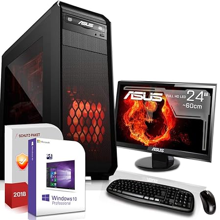 Gamer PC mit Monitor AMD FX-8350 8x4.0GHz |ASUS Board|24 Zoll TFT|16GB DDR3|1000GB HDD|Nvidia GT730 4GB HDMI|DVD-RW|USB 3.0|S