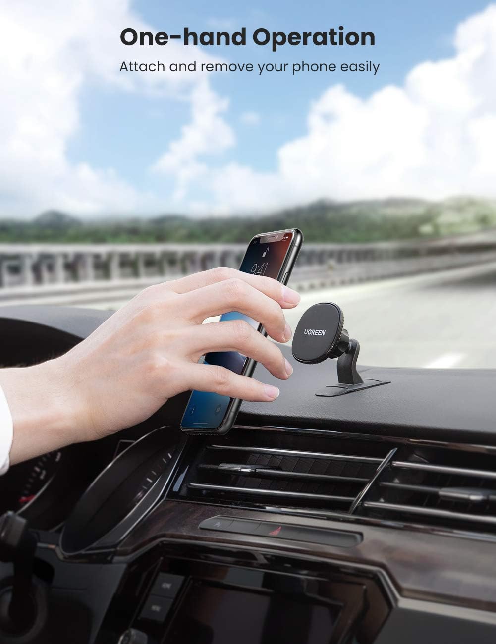 UGREEN Magnetic Car Phone Holder N52 Strong Magnets Dashboard Mobile Mount 360° Adjustable Stand Compatible with iPhone 14 Pro Max 13 12 11 XR XS 8 - Image 5