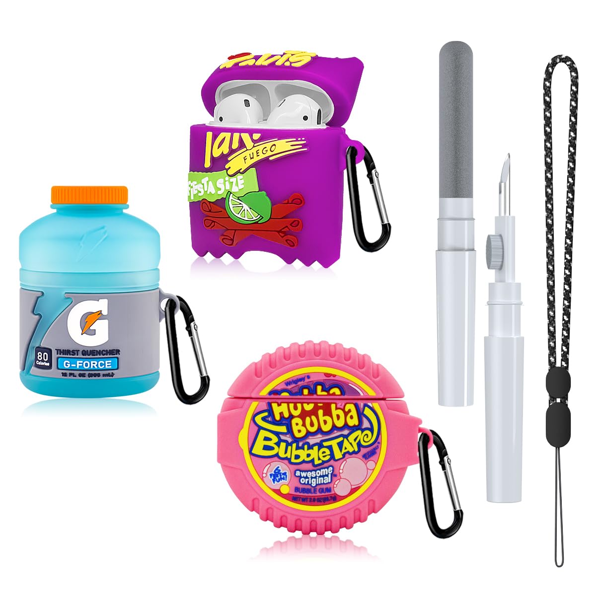 Photo 1 of [3-Pack] FGERWZ Case for AirPods 2 Case Cute Funny, 3D Cartoon Food Design Silicone Airpods Case Cover Compatible for AirPods 2&1 with Cleaner Pen (Food Airpod Case)