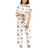 Peystean Women's Comfy Chic 2 Pcs Loungewear Set,Casual Sleepwear Short Sleeve Tops & Capri Pants PJs Set with Pockets S-XXL