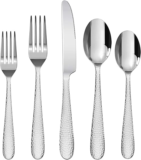 Besteck Set 20 Teilig Gehammertes Edelstahl Besteck Rhombus Muster Griff Besteck Set Spiegelpolieren Messer Gabeln Loffel Kuchenutensilien Service Fur 4 Spulmaschinenfest Amazon De Kuche Haushalt Wohnen