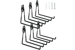 WMK 7.3'' Heavy Duty Garage Hooks, 6 Pack Wall Mount Garage Storage Hooks for Hanging Bike, Ladder, Tools - 100LB Load Capacity, Triple-Welded, PVC Coated (Black)