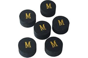 Collapsar 6pcs 14mm Black Multiple Layer Pigskin Pool Cue Tips H M S