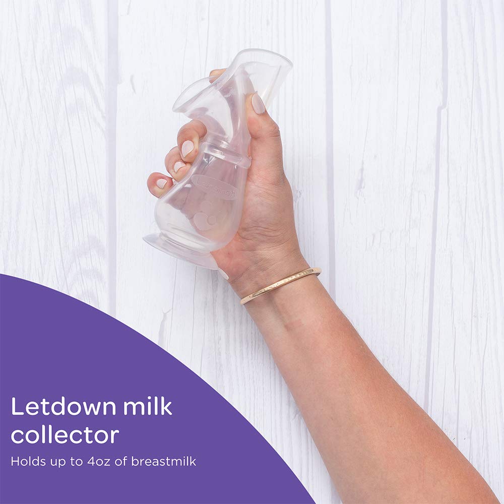 Lansinoh Breastmilk Collector Breastpump for Excess Breast Milk from Breastfeeding Mums BPA BPS Free 100% Silicone with Lid & Neck Strap, Transparent
