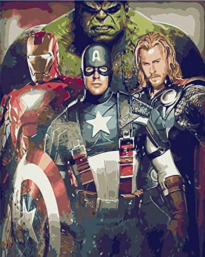 Frameless DIY Oil Painting By Numbers Hand Painted Modern Wall Canvas Painting Picture For Living Room (The Avengers)
