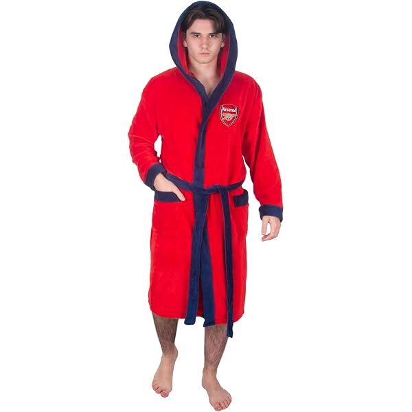 Amazon.com: Arsenal FC Official Gift Mens Hooded Fleece Dressing Gown Robe  Red XL : Clothing, Shoes & Jewelry