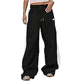 SweatyRocks Women's Baggy Pants Side Striped Drawstring Elastic Waist Track Pants Long Trousers