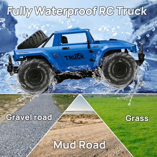 BORSCELLOR Remote Control Car, Amphibious RC Cars 1:16 Waterproof Remote Control Monster Truck Toys for Boys, Off-Road Stunt RC Vehicle 360° Rotation with LED Light for Adults Kids