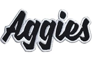 WHOLESALE APPLIQUE (2"x4") Aggies - Black/White - Embroidered Iron on Patch