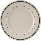 Tuxton China TGB-016 Plate, 10-1/2" Diameter | Round, Wide Rim, Rolled Edge, Microwave and Dishwasher Safe, Oven Proof, Fully Vitrified, Ceramic, Green Bay, Pack of 12