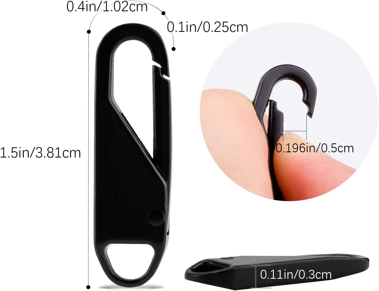 AIEX 8pcs Zipper Fastener Repair Zipper Pull Tab Pullers Zipper Sliders for Suitcases Boots Coat Jacket Backpacks Black - Image 3