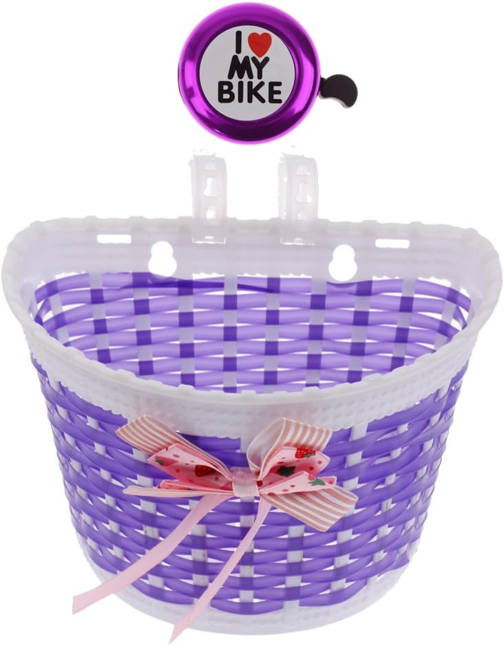 Purple Kids Bike Scooter Front Shopping Basket for Boys Girls Childrens