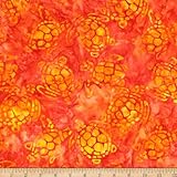 Michael Miller Batik Sea Turtles Orange Fabric By The Yard