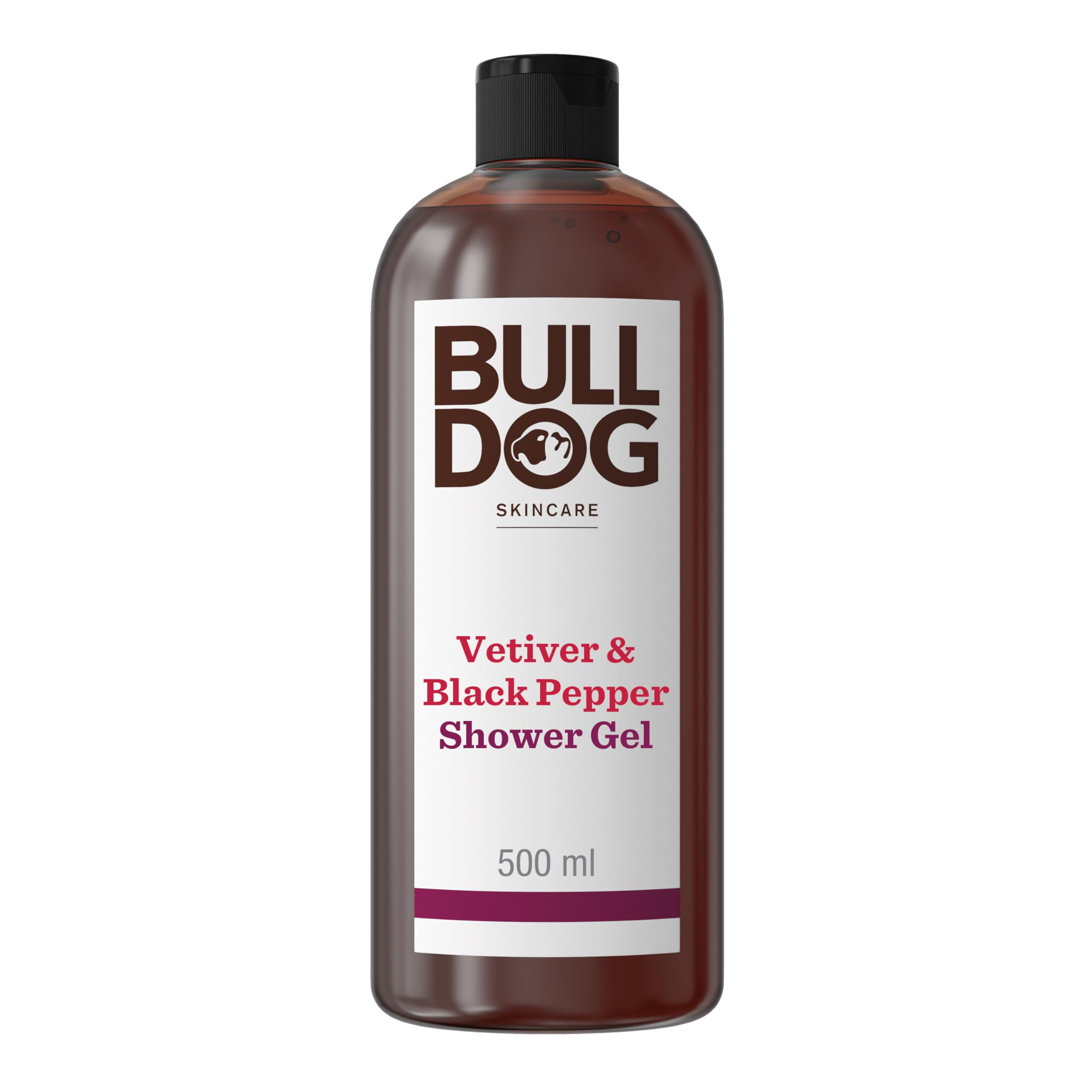 Bulldog Skincare Vetiver & Black Pepper Shower Gel for Men, Natural, Refreshing Men's Shower Gel, 500 ml