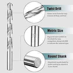Hymnorq 8PC Metric Twist Drill Bits Set, Fully