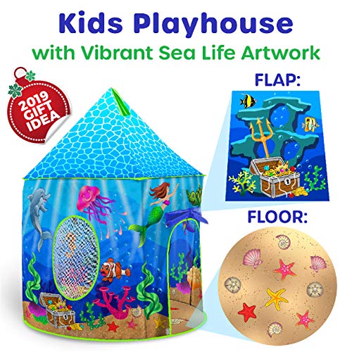 USA Toyz Mermaid Kids Tent - Under Sea Kids Play Tent, Indoor Playhouse with Pop Up Tent Storage Tot - //coolthings.us