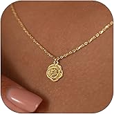 Qyalie Dainty Flower Necklace for Women Birthflower Birthstone 14K Gold Plated necklaces Trendy Zircon Birthday for Women Jewelry