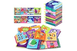 HONY Baby Bath Books,Nontoxic Fabric Soft Baby Cloth Books, Early Education Toys,Waterproof Baby Books for Toddler, Infants Crinkly Cloth Book Bath Toys for 6 to 12 - 18 Months - Pack of 8