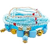 UEXKZ Beaded Bracelets for Women - Healing Stone Bracelet with white Beads, Spiritual Jewelry Gifts for Daughter, Friendship, Christmas, Thanksgiving, Birthday (8-1 pcs)