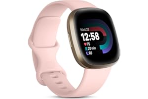 Odbeai Compatible for Fitbit Sense&Sense2 Bands/Fitbit Versa 3&4 Bands Women Men,Soft Replacement Wristband Sport Band Strap Accessories for Fitbit Versa 3&4/Sense&Sense2 SmartWatch(Small, Pink Sand)