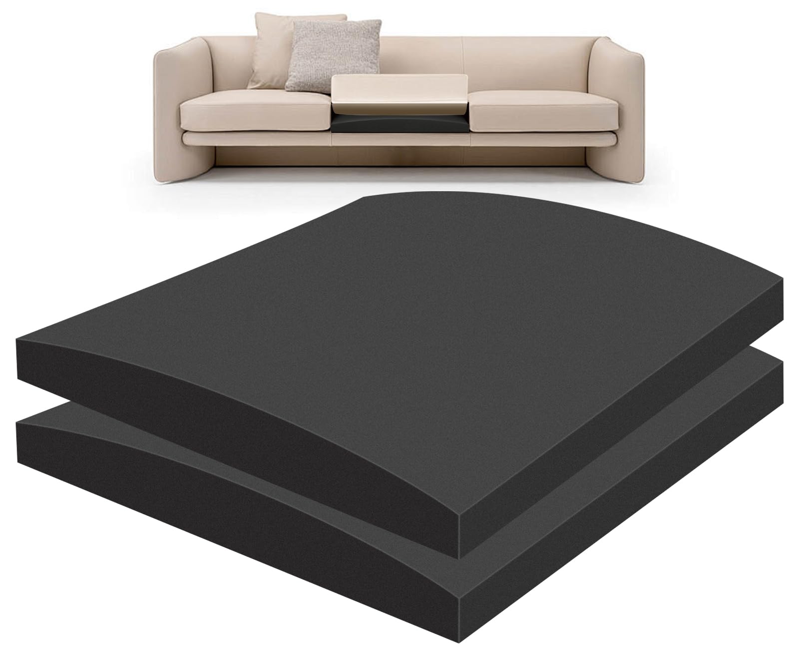 LIROPAU 50 x 50 x 8 cm Foam Cushion Couch Cushion Support, Sofa Repair Foam High Density Fo-am Couch Sofa Cush-ion Support Sag Repair Replacement for So-fa Cou-ch Loveseat Chair (2)