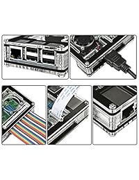 Miuzei Raspberry Pi 3 B+ - Carcasa con ventilador y 3 disipadores de calor, fuente de alimentación de 2,5 A con cable de encendido apagado compatible con Raspberry Pi 3 modelo B, Pi 2 modelo B, Pi B+
