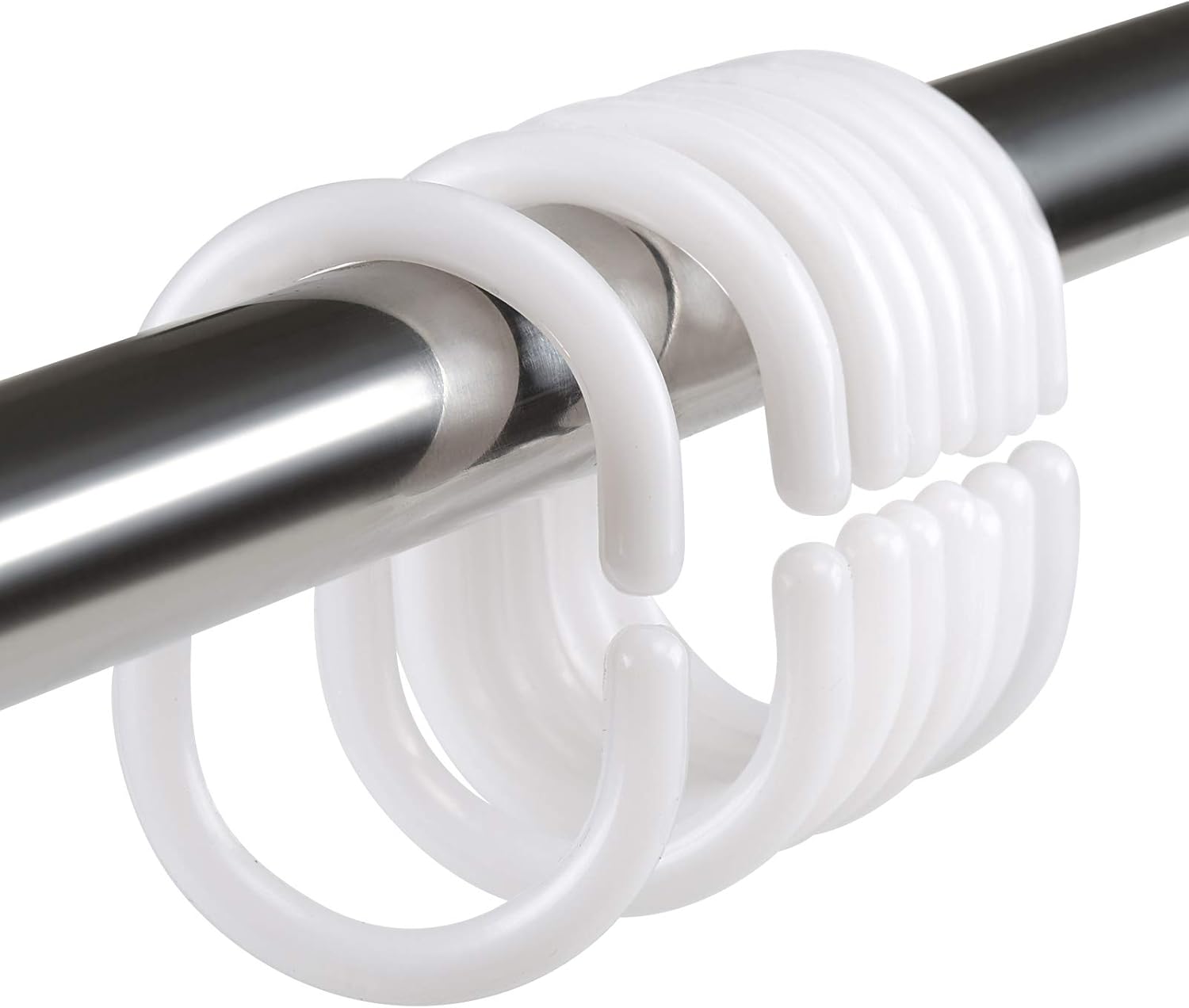 Interdeco Duschvorhangringe Transparent - 16 Stück C-Form Für Duschstangen