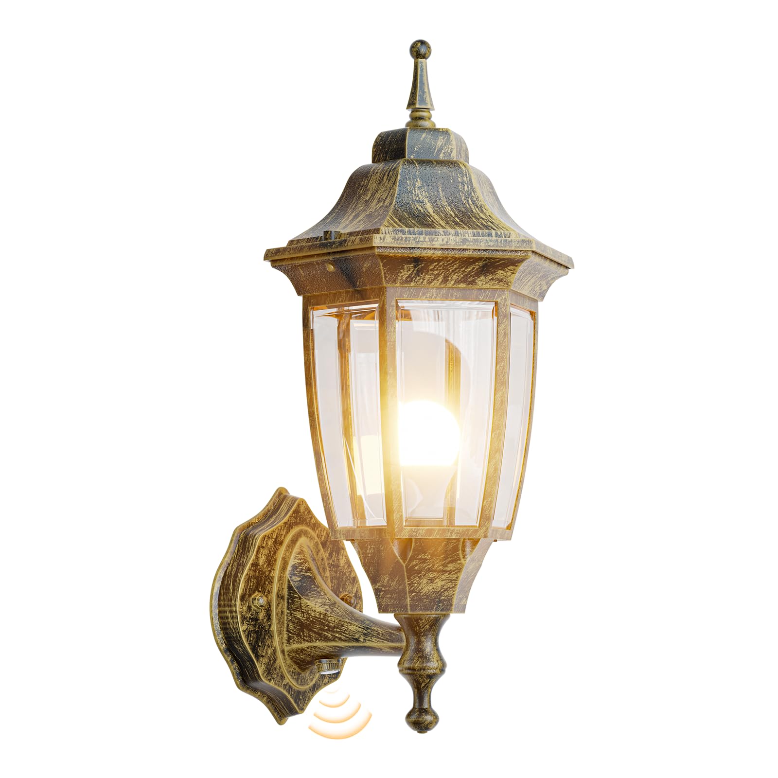 View 1 of ***POSSIBLY MISSING PARTS***
EMART Dusk to Dawn Outdoor Porch Light, Exterior Anti-Corrosion, Waterproof Aluminum & Glass Shades Wall Lamp Fixture, Modern Sconce Lantern for Yard, House, Garage - 1 Pack, Gold ?Bulb Included?