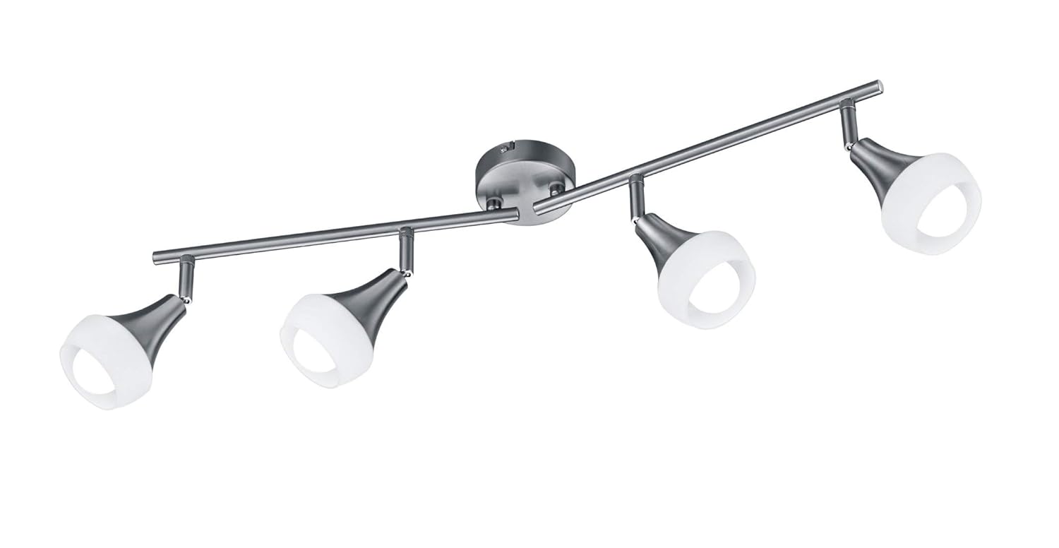 Trio Leuchten Deckenleuchte 803100407 Trumpet, Metall Nickel matt, Glas