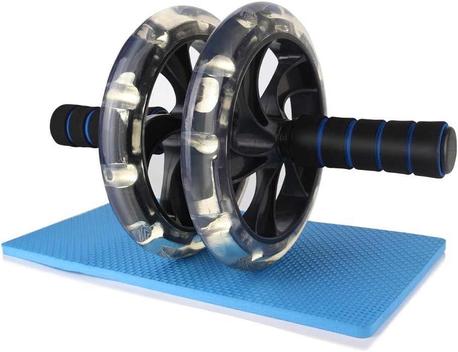 Rams Bro 3-in-1 Ab Roller Wheel Abdominal Exercise Equipment Pro Abdominal Workout & Core Fitness Trainer with Anti-Slip Handles Knee Pad and Pull Rope - Get 6 Pack Abs