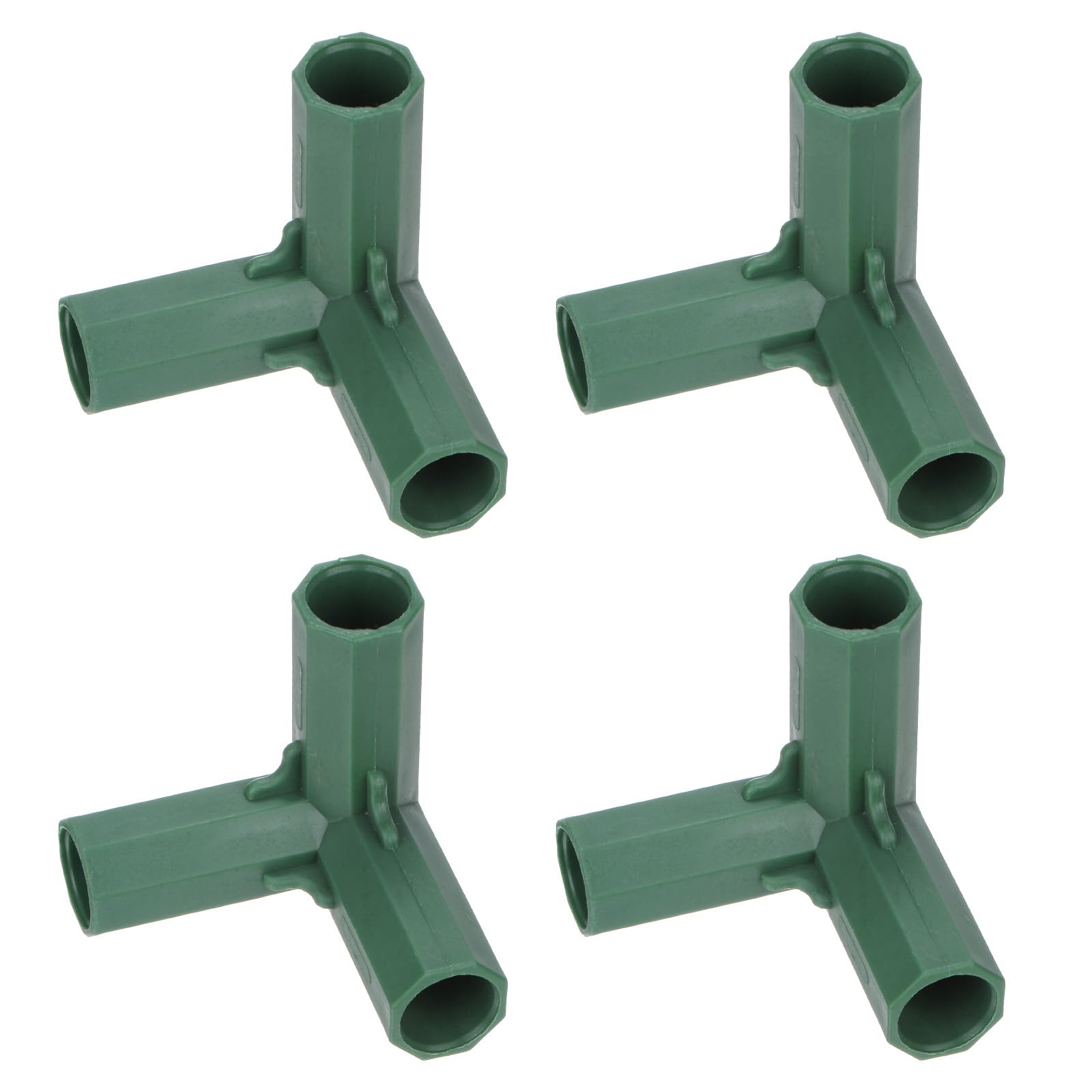 M METERXITY 4 Pcs 16mm Greenhouse Frame Building Connectors, 3 Way Right Angle Pipe Fitting for Grape Trellis/Sunscreen Shed/Gardening Plant Stakes, Greenhouse Accessories [Green]