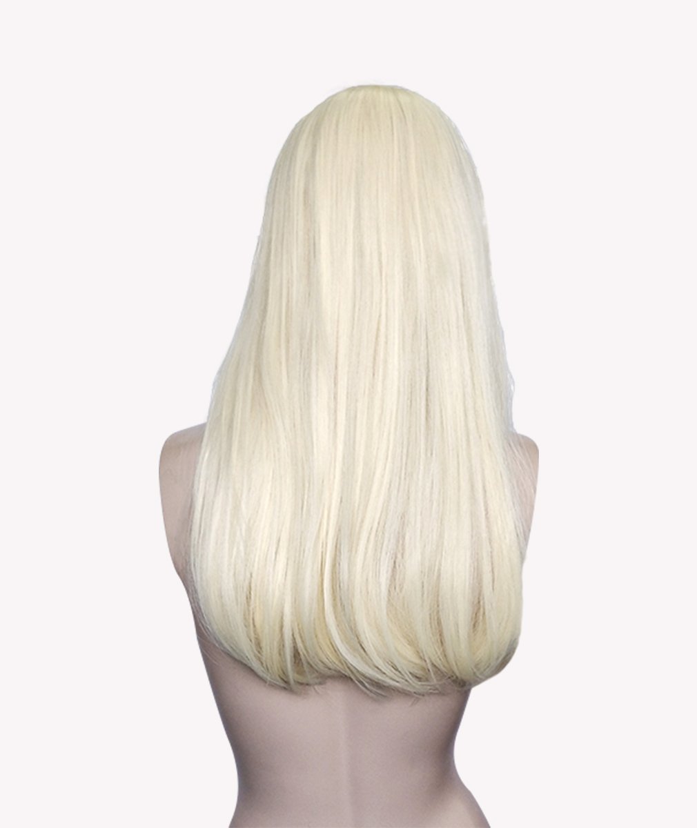 Namecute Bleach Blonde Wig 24 Inch Long Straight Wigs Bangs Full Cap Synthetic Natural Hair for Women , Free Wig Cap