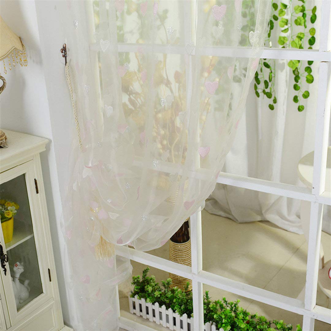 Lianmengmvp Petit Amour Rideau 0x100cm Poinconnage Monolithique Rideaux De Fenetre Rideau De Porte En Tulle Panneau De Drapage Pour Chambre Denfant Salon Salle Detude Et Decoration De La Maison Ameublement Et Decoration